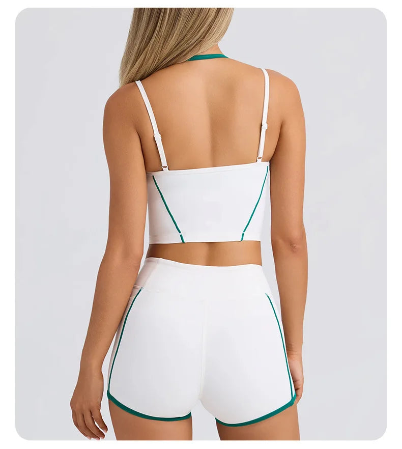 Ropa interior deportiva, chaleco, pantalones cortos, sujetador con tirantes, espalda descubierta, pilates, ajustado, elástico, para fitness, correr, yoga, conjunto de ropa para mujer