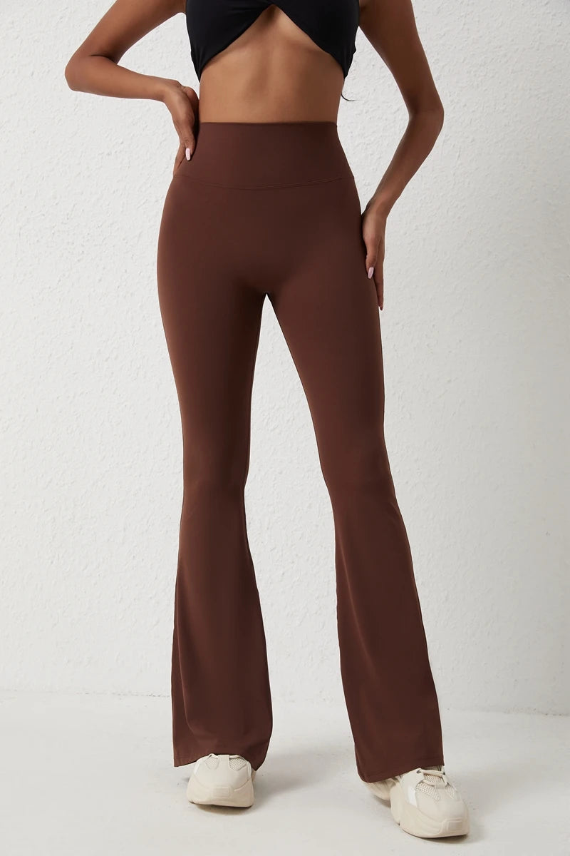 Pantalones de yoga QINACTIV para mujer, tipo flare, acampanados, de cintura alta, para fitness, gimnasio, deportes casuales y elásticos.