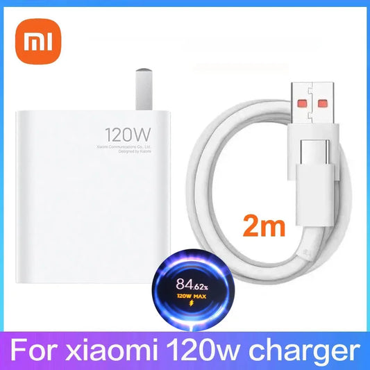 Cargador rápido original de la UE de 120 W para Xiaomi 10, Redmi K30 Pro/10X Pro, Poco F4 GT con cable tipo C.