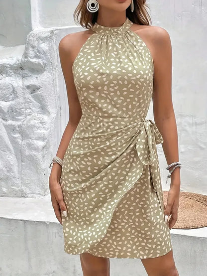 Vestidos mini de lunares de colores sólidos, camisola de mujer, vestido sin mangas con cordones, vestido de fiesta de verano, bata.