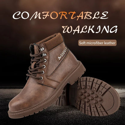 Botas de seguridad de trabajo para hombre, con puntera de acero de tamaño completo, a la moda, antirotura, zapatillas de trabajo, zapatos de seguridad indestructibles para hombre.