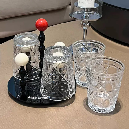 Juego de 4 vasos para beber de 10,5 oz, para whisky, vino, jugos, transparentes, con pintura de diamante.