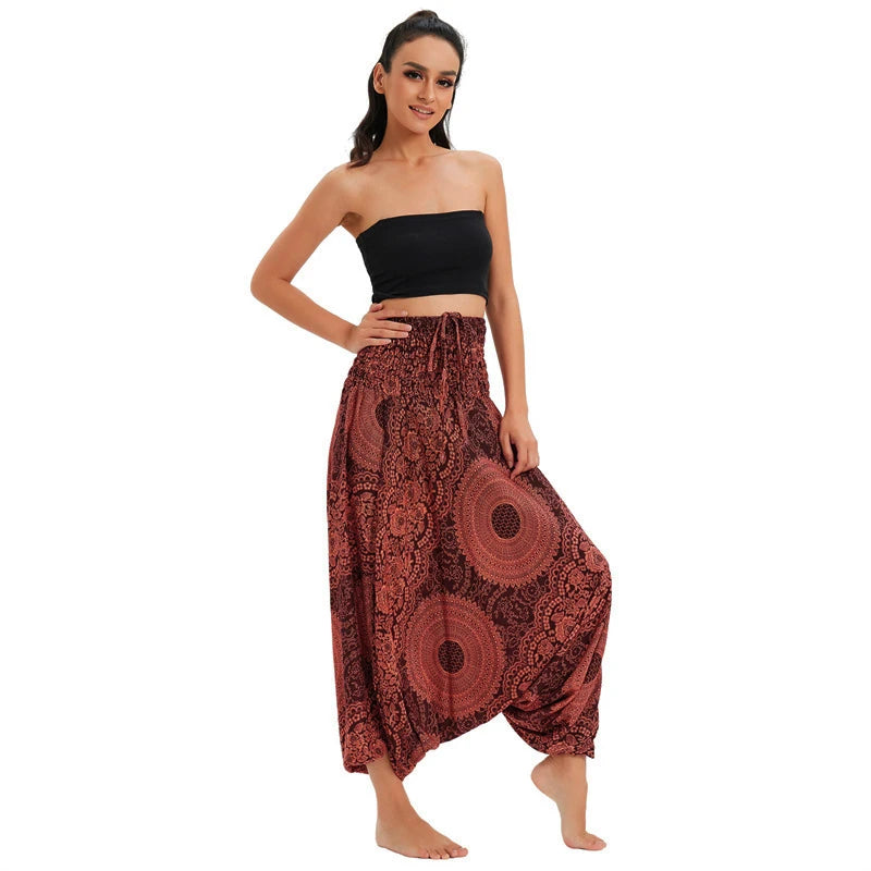 Bohemian Pants Women Pantalones Mujer Hippie High Waist Rayon Harem Baggy Boho Yoga Beach Wear Pour Femme Calca Feminina Printed