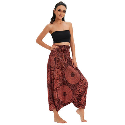 Bohemian Pants Women Pantalones Mujer Hippie High Waist Rayon Harem Baggy Boho Yoga Beach Wear Pour Femme Calca Feminina Printed