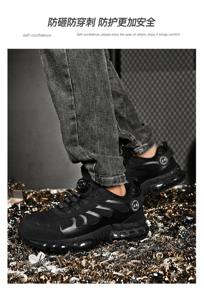 Zapatos de seguridad con puntera de acero LARNMERN para hombre y mujer, anchos, ligeros, cómodos, tipo tenis, de trabajo, coloridos.