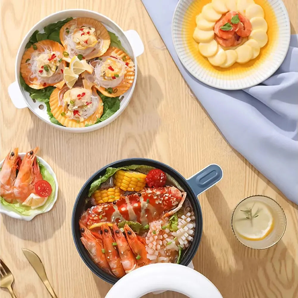 Máquina de cocina eléctrica doméstica para 1-2 personas, olla caliente, estofado, huevos, sopa, sartén antiadherente, olla arrocera eléctrica multifunción