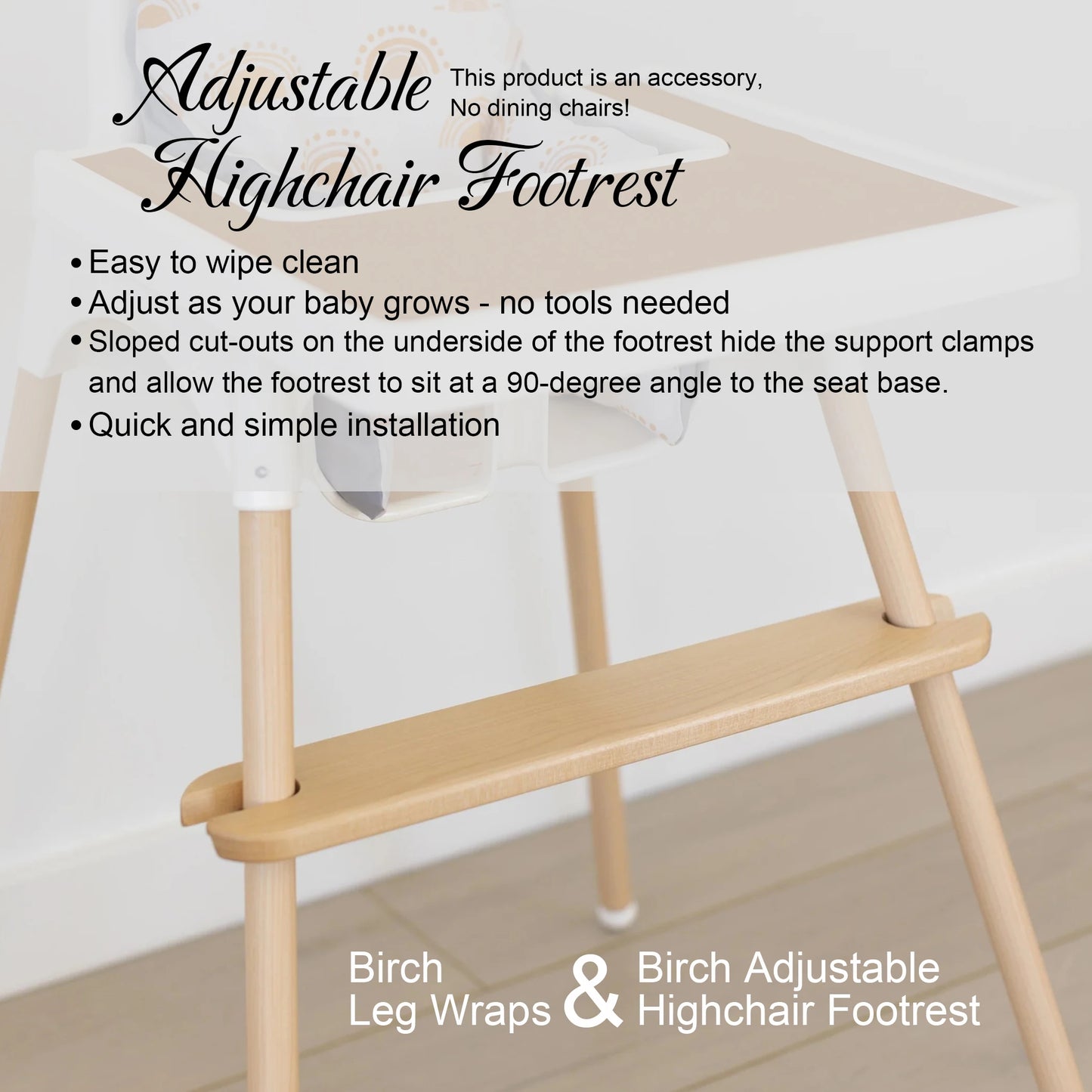 Envolturas para piernas Patas de silla con apariencia de haya Envolturas para piernas de trona precortadas Silla alta con apariencia de veta de madera Envoltura para muebles infantiles