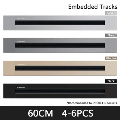 Enchufes de carril ultrafinos integrados, universales, UE, EE. UU., Reino Unido, USB, LED, adaptador eléctrico, riel para electrodomésticos inteligentes de alta gama