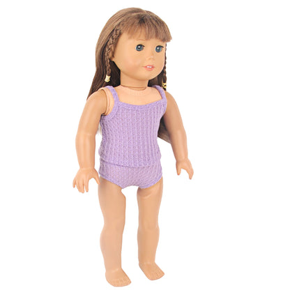 Accesorios para muñecas de color morado: equipaje, suéter, pijama, esterilla de yoga, zapatos, cámara y perchas para muñecas recién nacidas y americanas de 43 cm.
