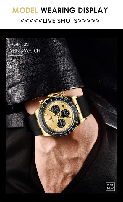 LIGE Reloj de moda para hombre, deportivo militar, con doble pantalla, calendario, relojes de cuarzo, LED luminosos, resistente al agua, cronógrafo, relojes para hombre