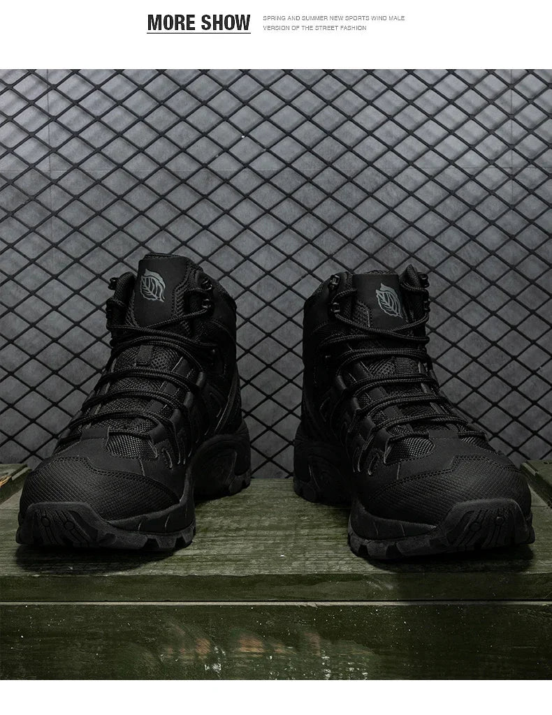 Botas tácticas impermeables de caña alta para hombre, ideales para senderismo, talla grande 47. Zapatillas deportivas para exteriores, botas de senderismo antideslizantes, botas de moto para hombre.