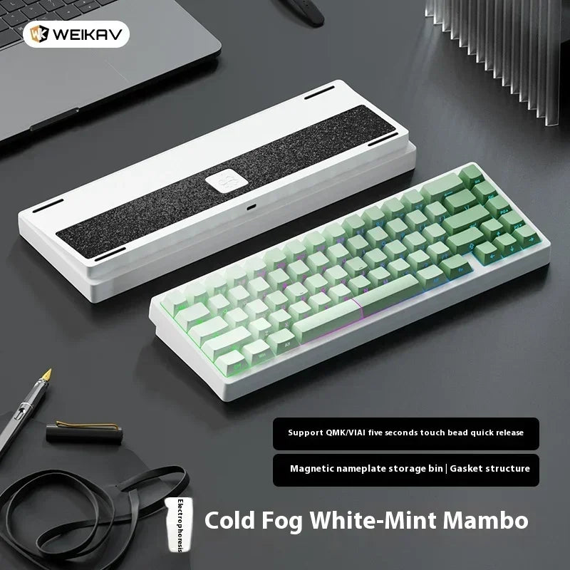 Teclado mecánico para juegos Weikav Lucky65 V2 RGB con junta intercambiable en caliente, estructura de 3 modos, aleación de aluminio, accesorio para PC