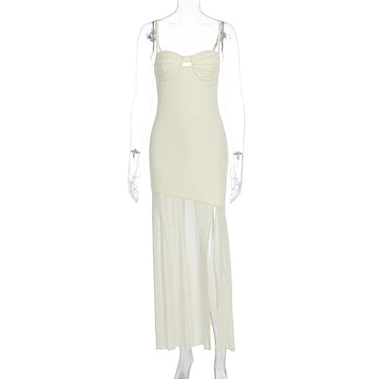 Avrilyaan Mesh Splicing Hollow Spaghetti Strap Backless Party Sexy Dresses Elegant Long Dress Women 2025 Summer Dress Vestidos