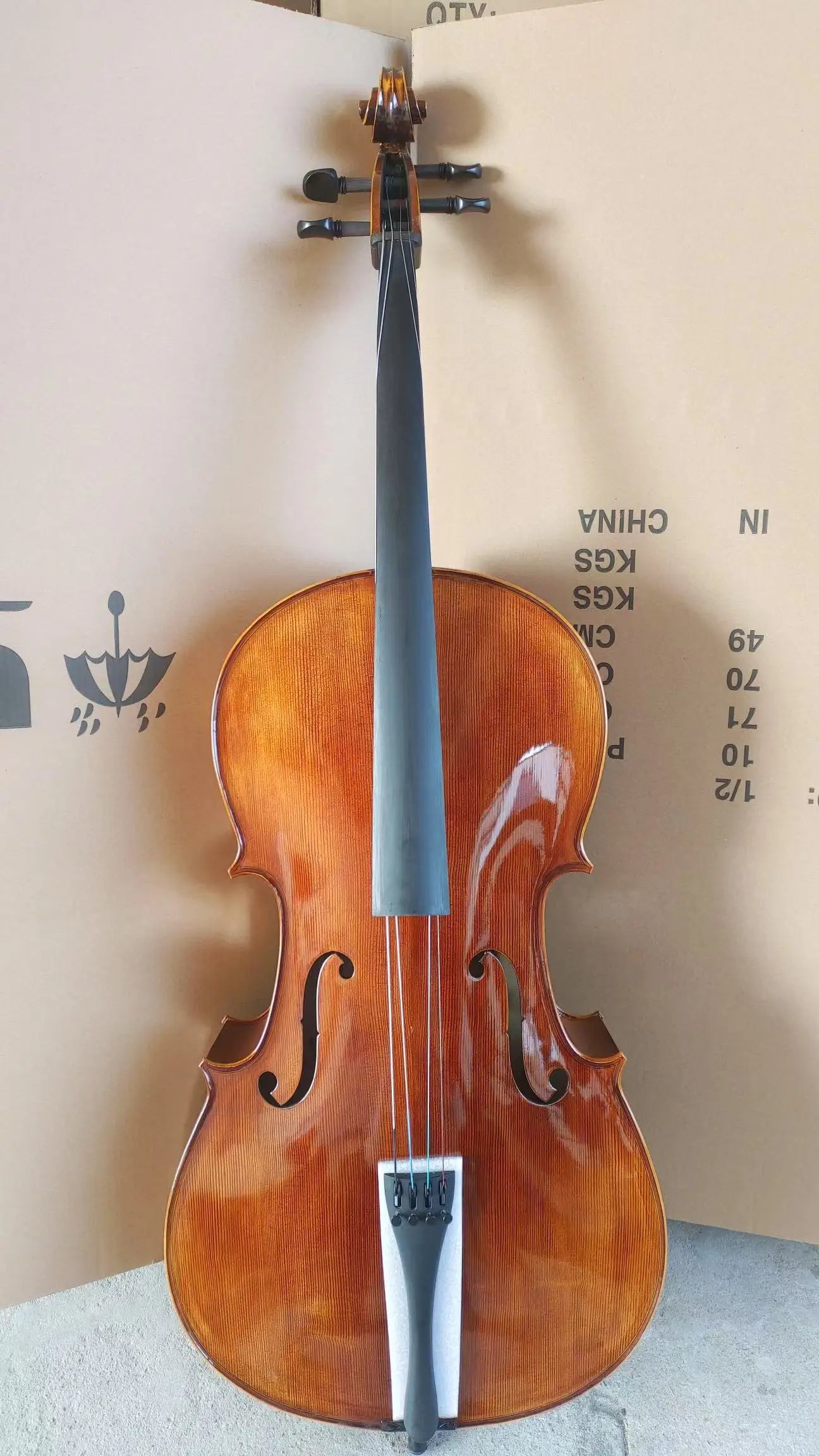 Violonchelo mate de tamaño completo 4/4 3/4 1/2 1/4, violonchelo flameado natural antiguo, instrumento musical acústico profesional