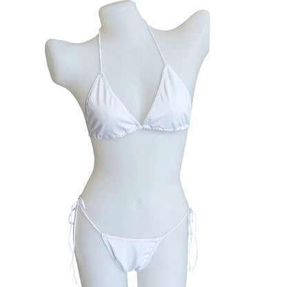 Traje de baño para mujer, superventas 2025, bikini sexy con tanga, transpirable, con tiras, color sólido, dividido, para piscina y playa.