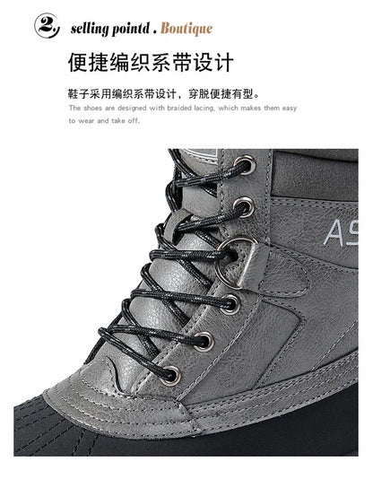 Botas de nieve de invierno para hombre, talla grande 47, para exteriores, para entrenamiento, trabajo, impermeables, antideslizantes, mantienen el calor en invierno.