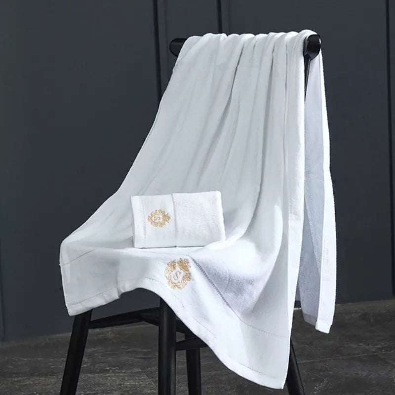 Toallas de baño de algodón de 140 x 70 cm, toalla de ducha grande y gruesa, regalo bordado, azul, blanco, marrón, negro, verde y gris.