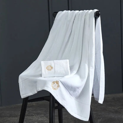 Toallas de baño de algodón de 140 x 70 cm, toalla de ducha grande y gruesa, regalo bordado, azul, blanco, marrón, negro, verde y gris.