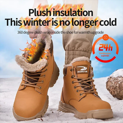 Botas de seguridad para el trabajo para hombre, cálidas y resistentes al agua, con punta de acero, para invierno, 2024