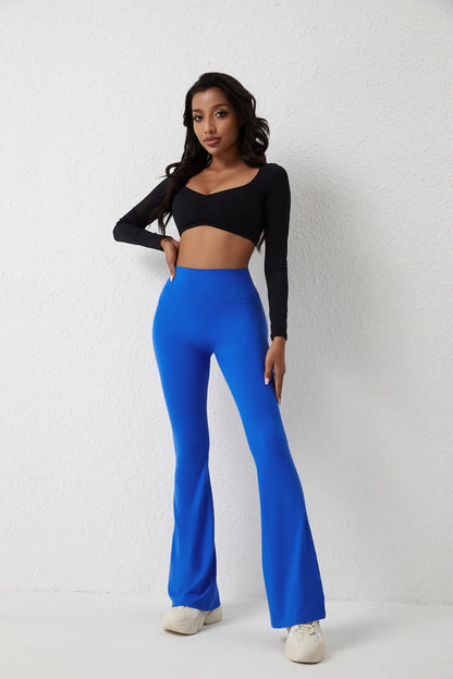 Pantalones de yoga QINACTIV para mujer, tipo flare, acampanados, de cintura alta, para fitness, gimnasio, deportes casuales y elásticos.