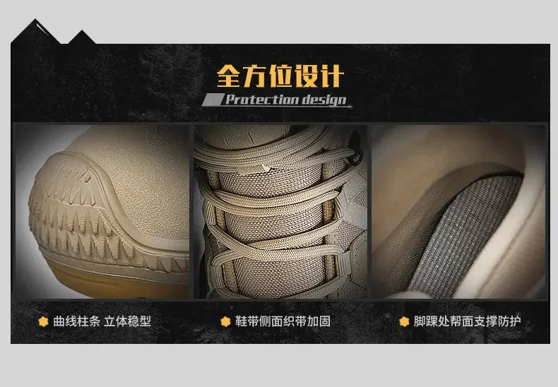 Botas tácticas para hombre con correas para entrenamiento de combate, impermeables, transpirables, ideales para senderismo y uso multifuncional en motocicleta.