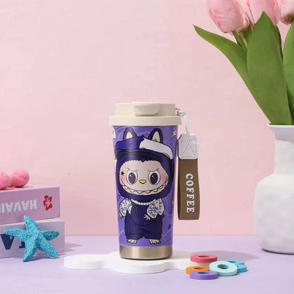 Nueva taza portátil de acero inoxidable con aislamiento, doble vaso con pajita y diseño de campanilla, regalo de gran valor estético, artículos para el hogar.