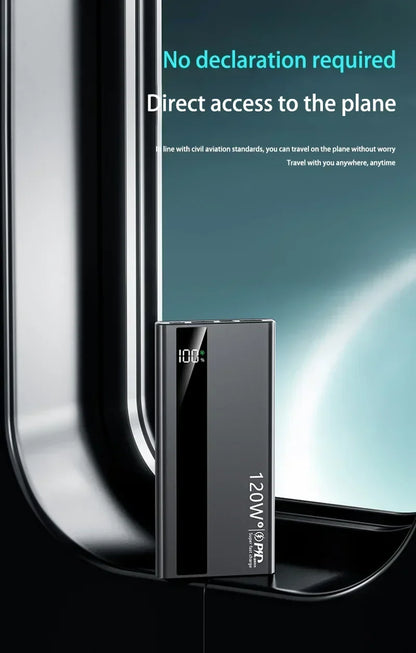 Banco de energía Xiaomi de 500.000 mAh, 120 W, carga ultrarrápida, batería externa de alta capacidad, cargador portátil para iPhone y Samsung.