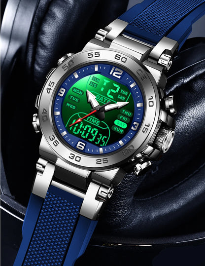 Relojes FOXBOX para hombre, marca superior, reloj de pulsera analógico digital de cuarzo de lujo para hombre, reloj luminoso con pantalla de doble horario resistente al agua para hombre