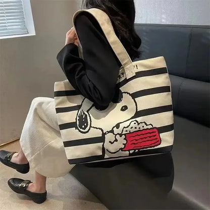 Bolso de lona de gran capacidad con diseño de Snoopy de Disney para estudiantes, ideal para guardar libros, ideal para mamás.