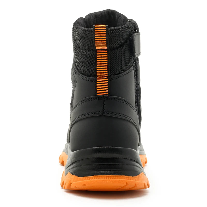 Zapatos de seguridad para hombre, antideslizantes, antiperforación, antiaplastamiento, con puntera de acero, botas de trabajo de caña alta, para taller de forja.