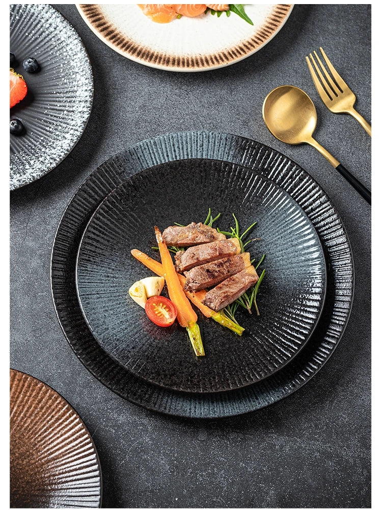 Plato grande para carne, estilo occidental, para uso doméstico, creativo, de alta gama, ligero, de lujo, para desayuno, ensalada, vajilla japonesa nueva.