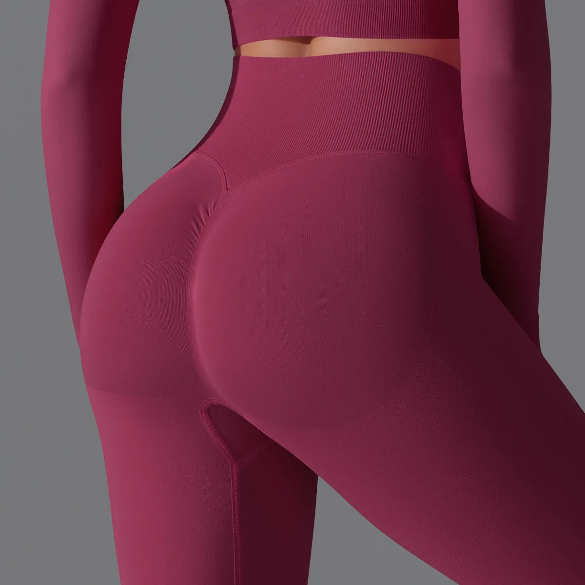 Leggings deportivos de yoga para mujer, sin costuras, cintura alta, elásticos, color sólido, para gimnasio, correr, secado rápido, realce y efecto moldeador.