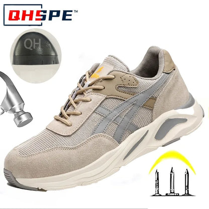 Nuevos zapatos de protección laboral ligeros y transpirables para hombres y mujeres, con puntera de acero antiaplastamiento y antipinchazos.