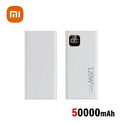 Batería externa portátil Xiaomi de 500.000 mAh y 120 W con carga ultrarrápida y gran capacidad, con pantalla digital para iPhone y Huawei.