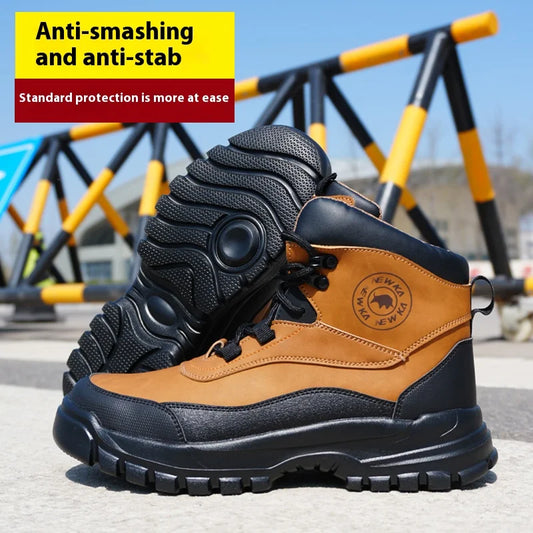 Nuevos zapatos de seguridad de moda, de caña alta, antiaplastamiento y antiperforación, con puntera de acero, resistentes al desgaste, para trabajo, calzado de protección para hombre.