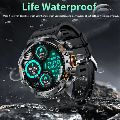 Nuevo reloj inteligente militar para hombre, pantalla AMOLED HD de 360*360, resistente al agua, con linterna LED, deportivo, para Android e iOS.