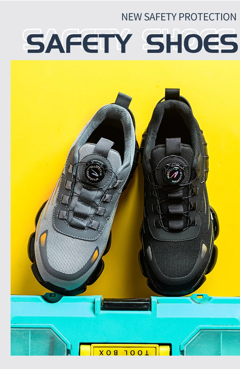 Small Size Rotary Buckle Work Safety Shoes For Men Air Soft Sole Lightweight Protective Work Sneakers Men and Women Shoes