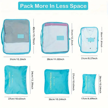 6 bolsas organizadoras de viaje, organizadoras de maletas portátiles, bolsas de viaje para mujeres, organizadoras de equipaje, bolsas para ropa y zapatos.