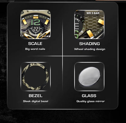 Reloj militar digital LIGE para hombre, resistente al agua hasta 50 m, LED, de cuarzo, deportivo, grande, Masculino