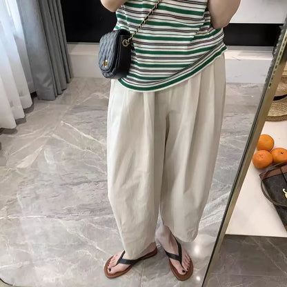 Pantalones de maternidad de primavera y otoño, nuevos, de talla grande, de trabajo, de pierna ancha, holgados, finos, de ocio, de nueve minutos, ropa de maternidad