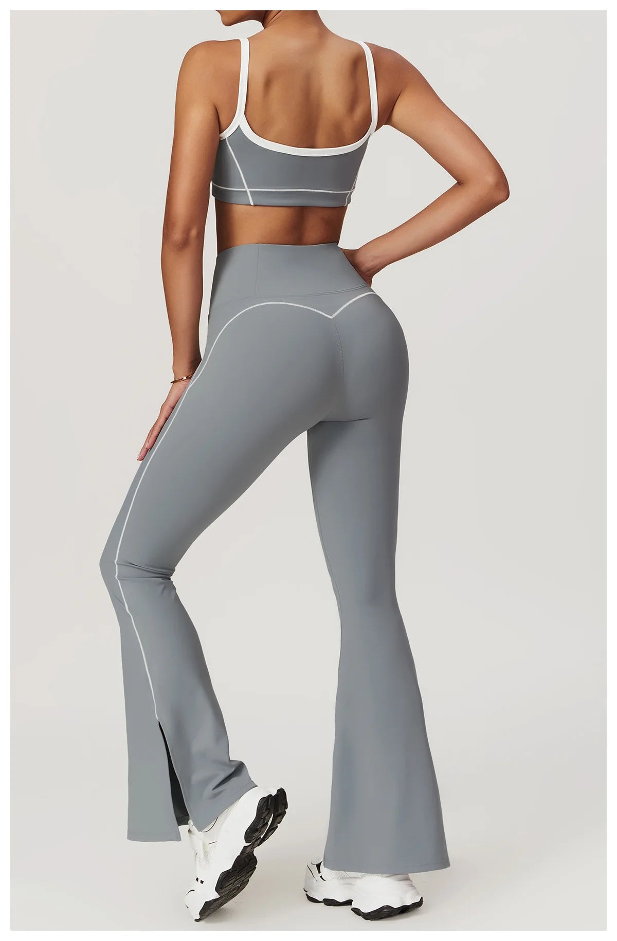 Conjunto deportivo de yoga FUBEIKE para mujer, de verano, color nude, ajustado, con espalda descubierta, ideal para gimnasio, ropa deportiva para mujer, para correr al aire libre.