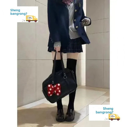 Bolso de mano japonés de gran capacidad para mujer, estilo universitario sencillo, con forma de sobre de anime, de cuero suave.