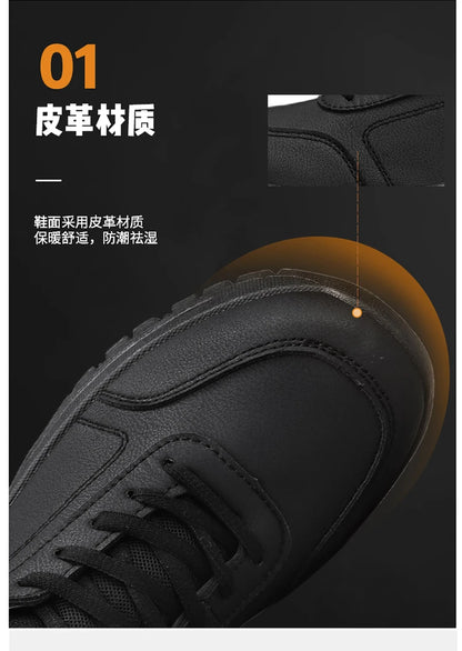 Botas de nieve de gran tamaño para hombre, zapatos de invierno de algodón, botines, zapatos de trabajo para hombre, botas de cuero impermeables de alta calidad, Bota Masculina