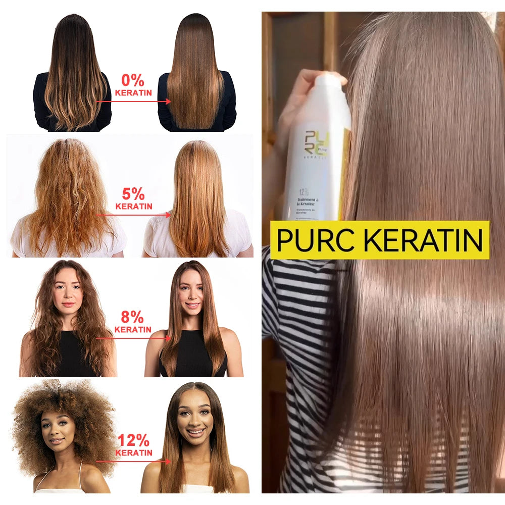Tratamiento de alisado de queratina para cabello rizado y encrespado, 0%/5%/8%/12%, productos de salón de queratina brasileña, 1000 ml