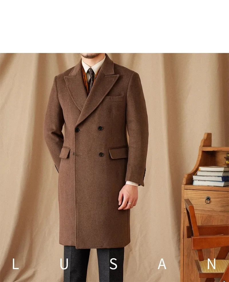 Abrigo Chester de lana 50% para hombre - 800 g. Chaqueta de campo retro cruzada de otoño/invierno.