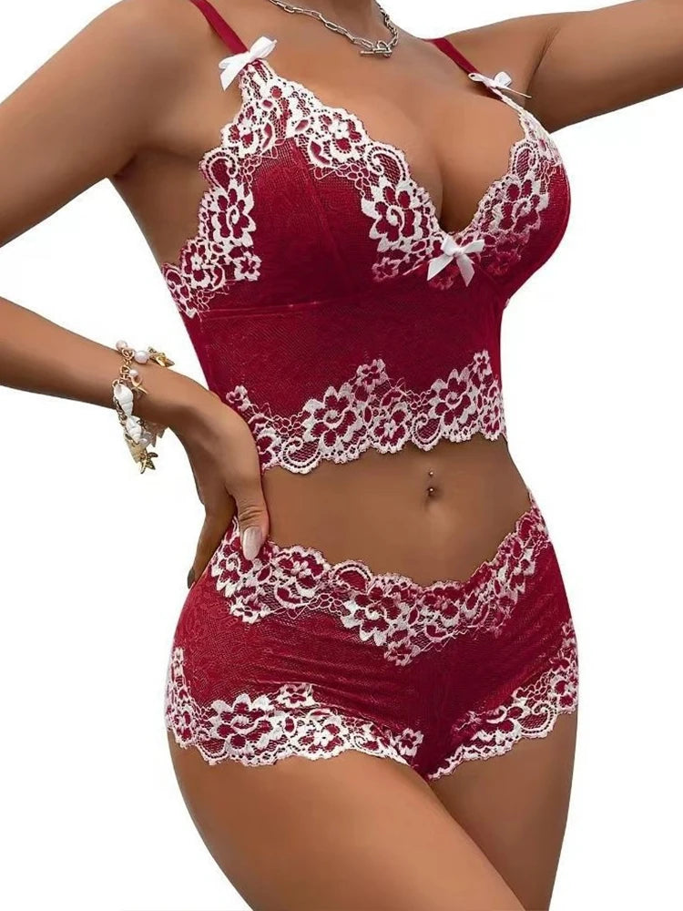 Conjunto de lencería sexy con sujetador, ropa interior sexy para mujer, bragas exóticas, lencería transparente de encaje con entrepierna abierta, disfraces eróticos porno.