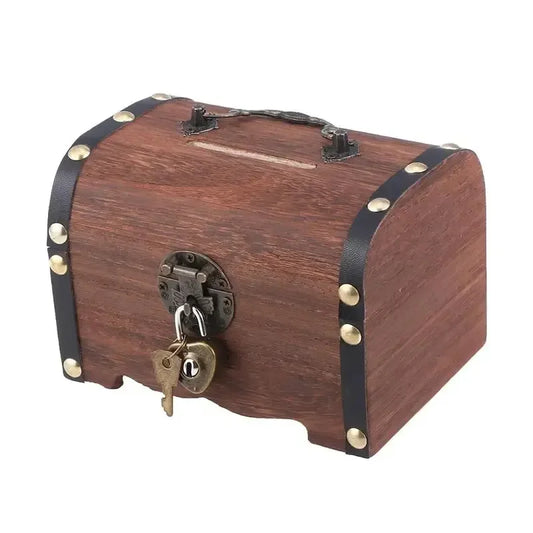 Cofre del tesoro con cerradura, caja de almacenamiento de tesoros vintage, organizador de alcancía, caja de ahorro con cerradura para decoración retro del hogar
