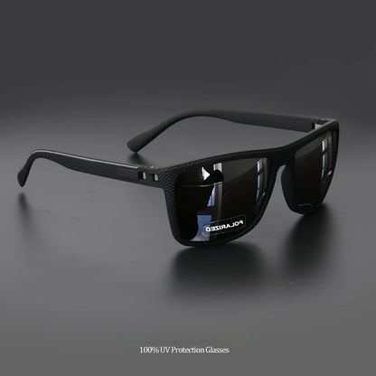Gafas de sol polarizadas con montura cuadrada, bisagras de resorte de alta calidad, lentes con revestimiento multicolor para vacaciones, conducción, pesca y protección UV.