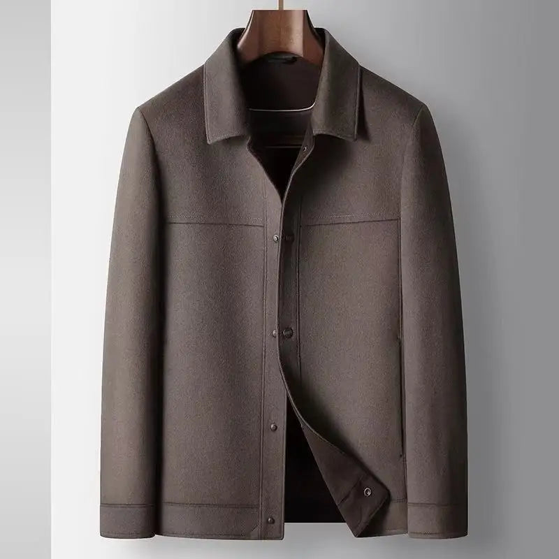 2025 Autumn/Winter New Men's Woolen Coat with 95% Wool Content, Cashmere Warmth, Light Luxury Business Leisure Woolen Coat
