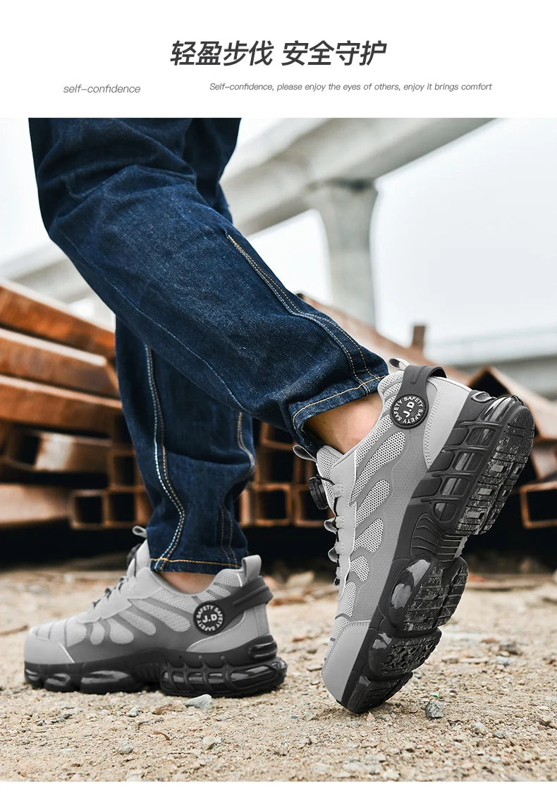 Zapatos de seguridad con puntera de acero LARNMERN para hombre y mujer, anchos, ligeros, cómodos, tipo tenis, de trabajo, coloridos.